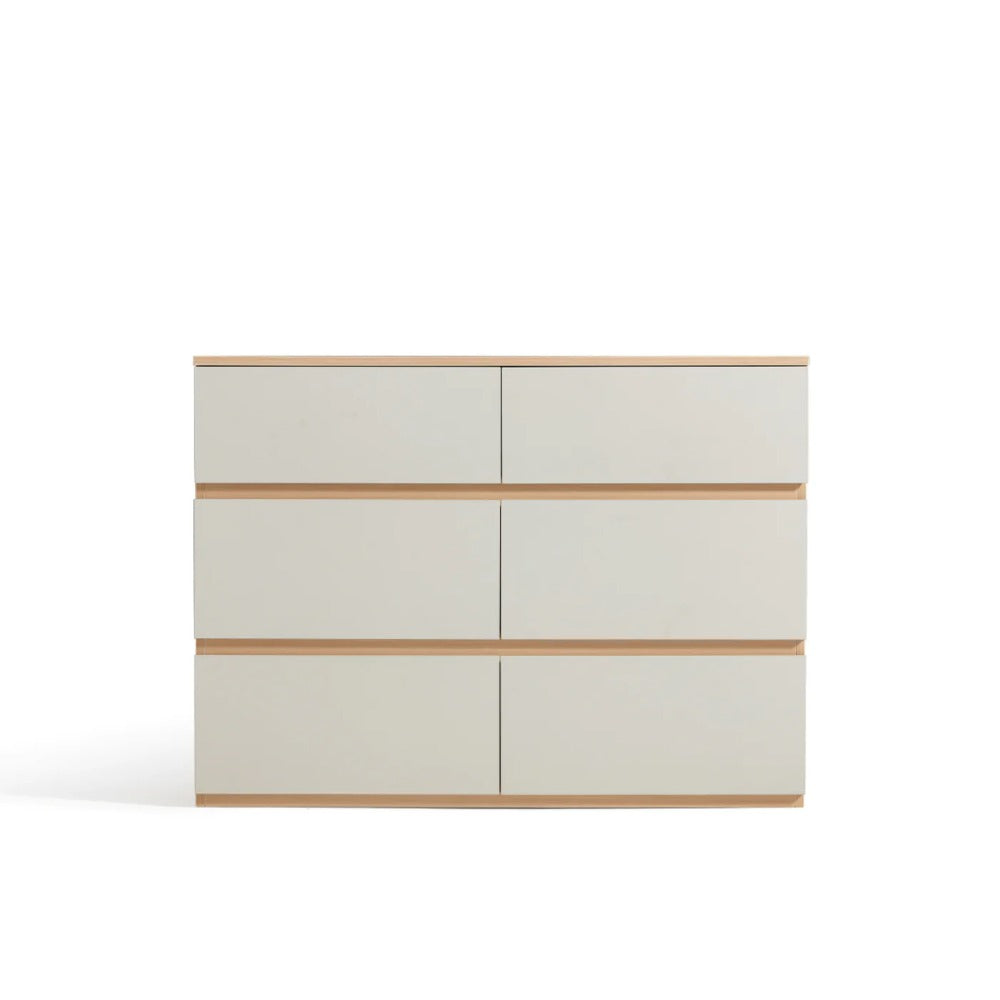 Linsay Rena Chest of 6 Drawers, Oak & Light Grey