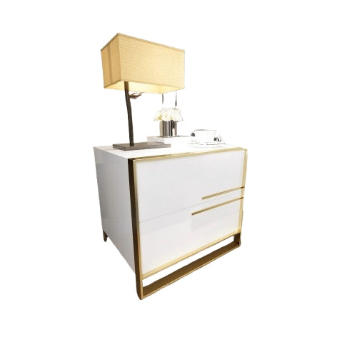 Factory Customization Baking Paint Bedside Table 2 Drawers Movable Nightstand