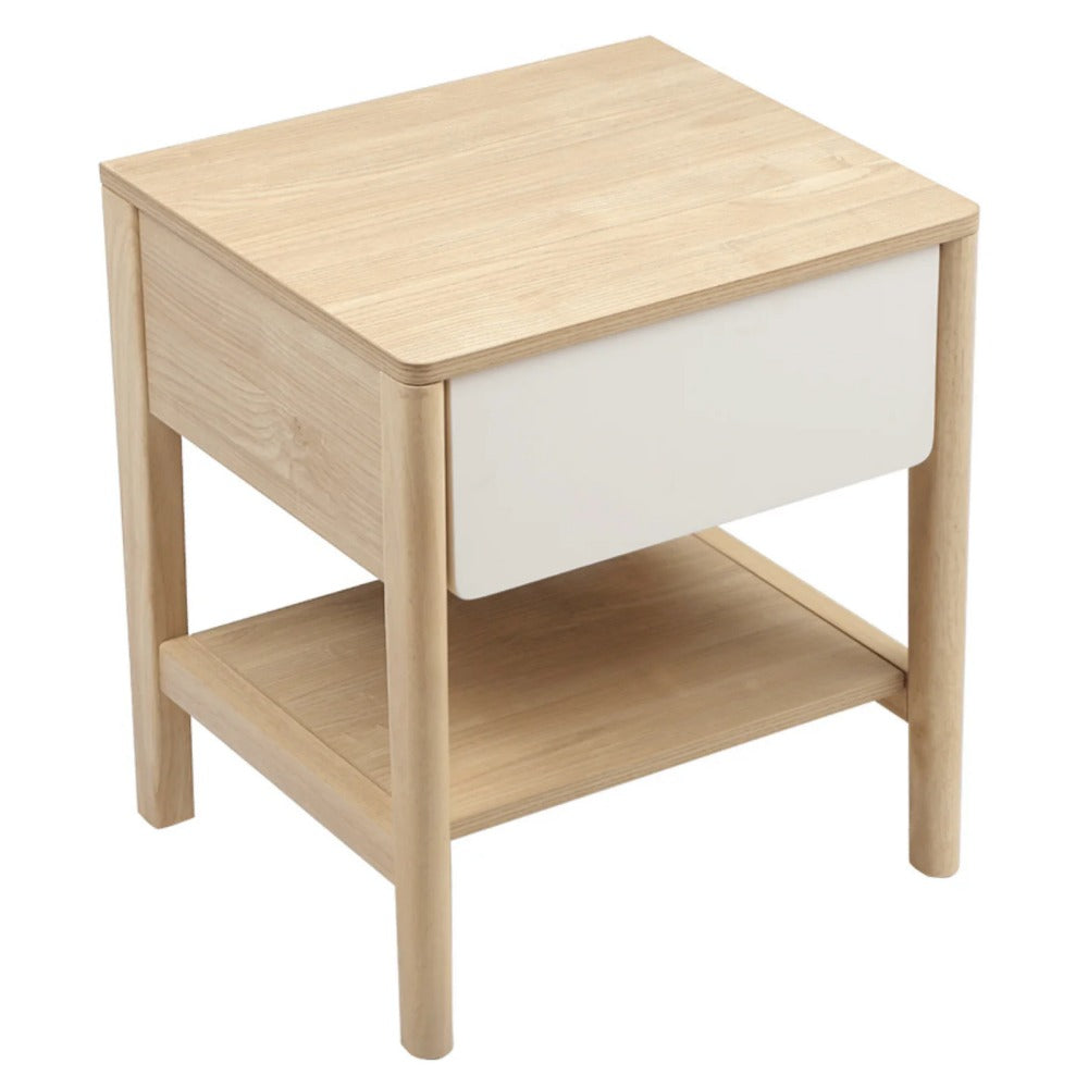 Linsay Evelyn Bedside Table, Natural&White