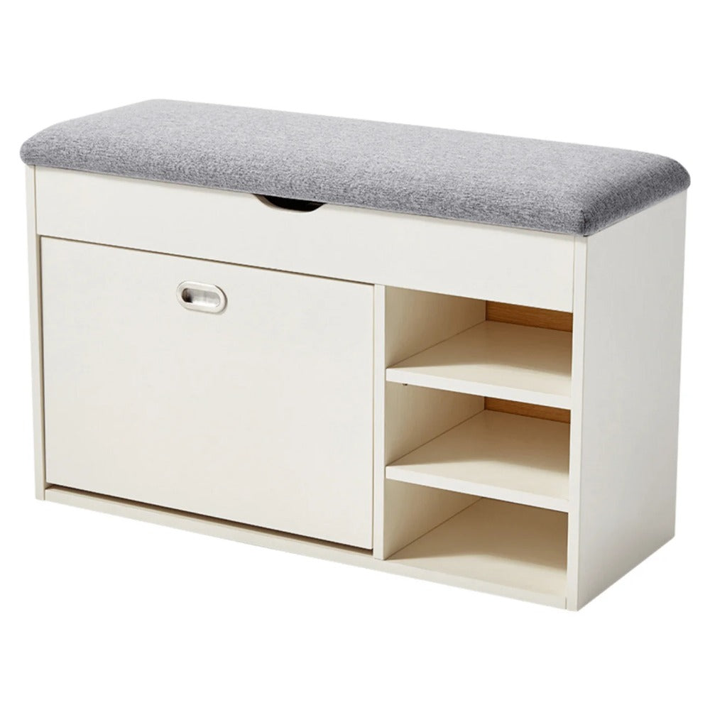 Linsay Miro Shoe Storage Bench, Small, White & Grey