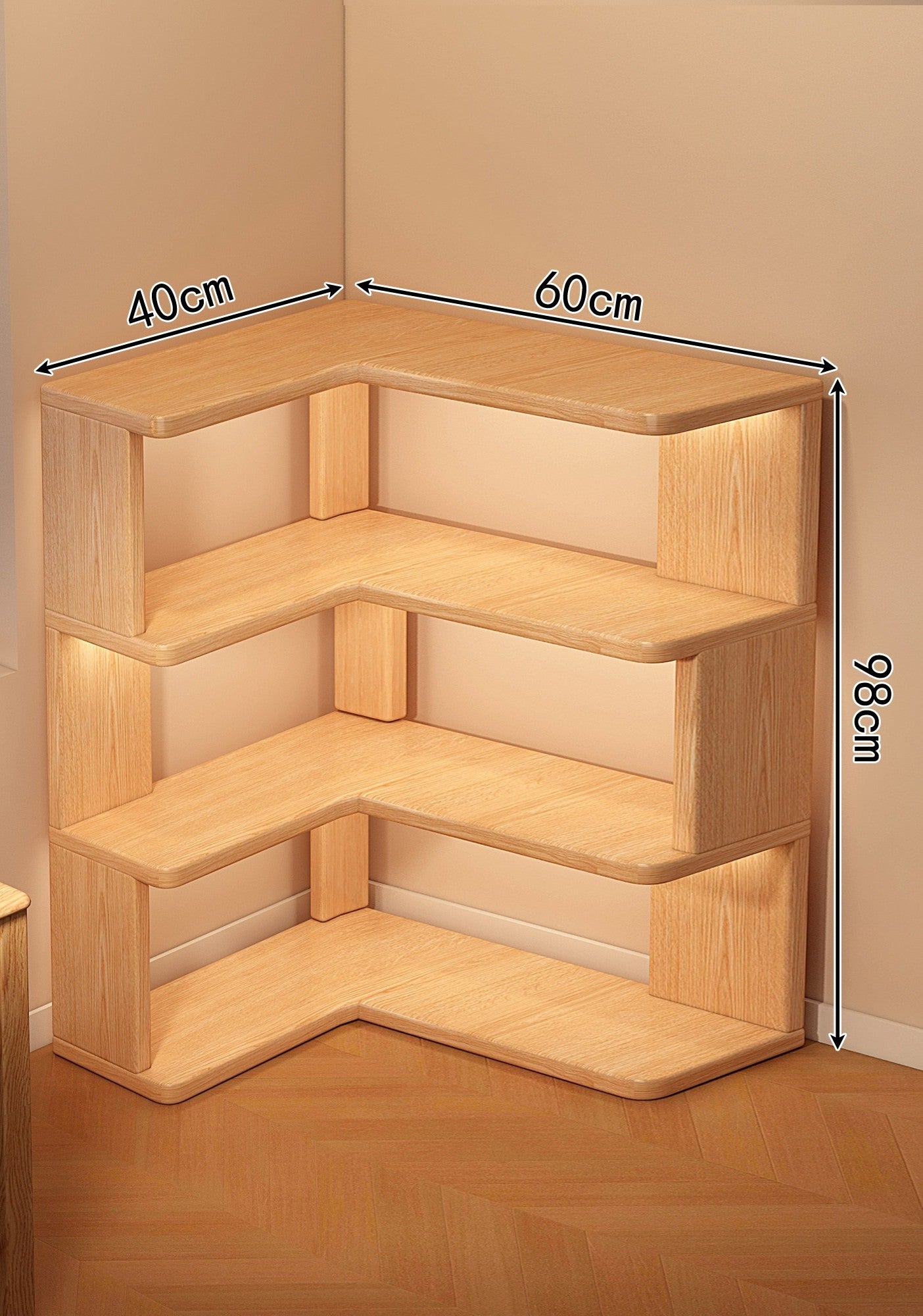 Corner Bookshelf Shelf Floor-to-ceiling Children's Wall Solid Wood Bookcase Household Corner Simple Storage Shelf Locker