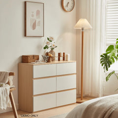 Linsay Rena Chest of 6 Drawers, Oak & Light Grey