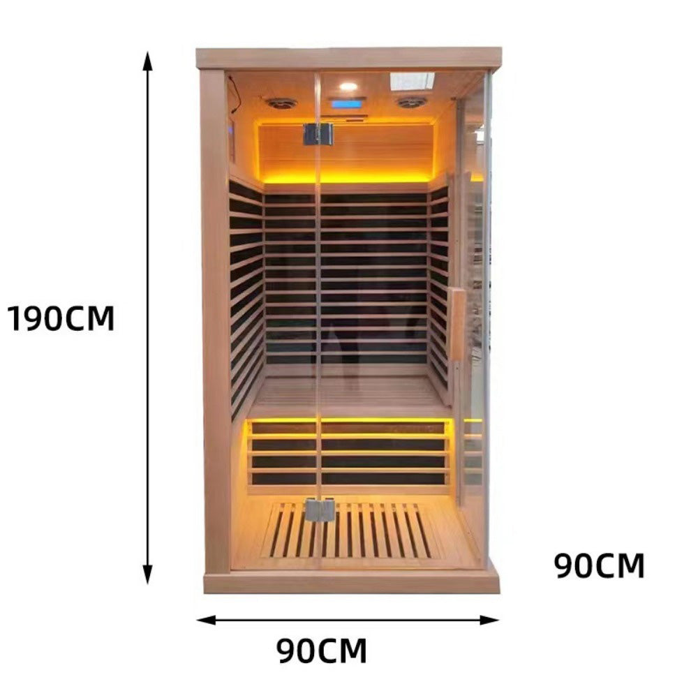 Homelements1450W Hemlock Wood Home Sauna Room Far Infrared Sweat Steaming Room Single Sweat Steaming Room Steam Machine Beauty Salon Fumigation Sweat Bath Box Mobile Sweat Steaming Room