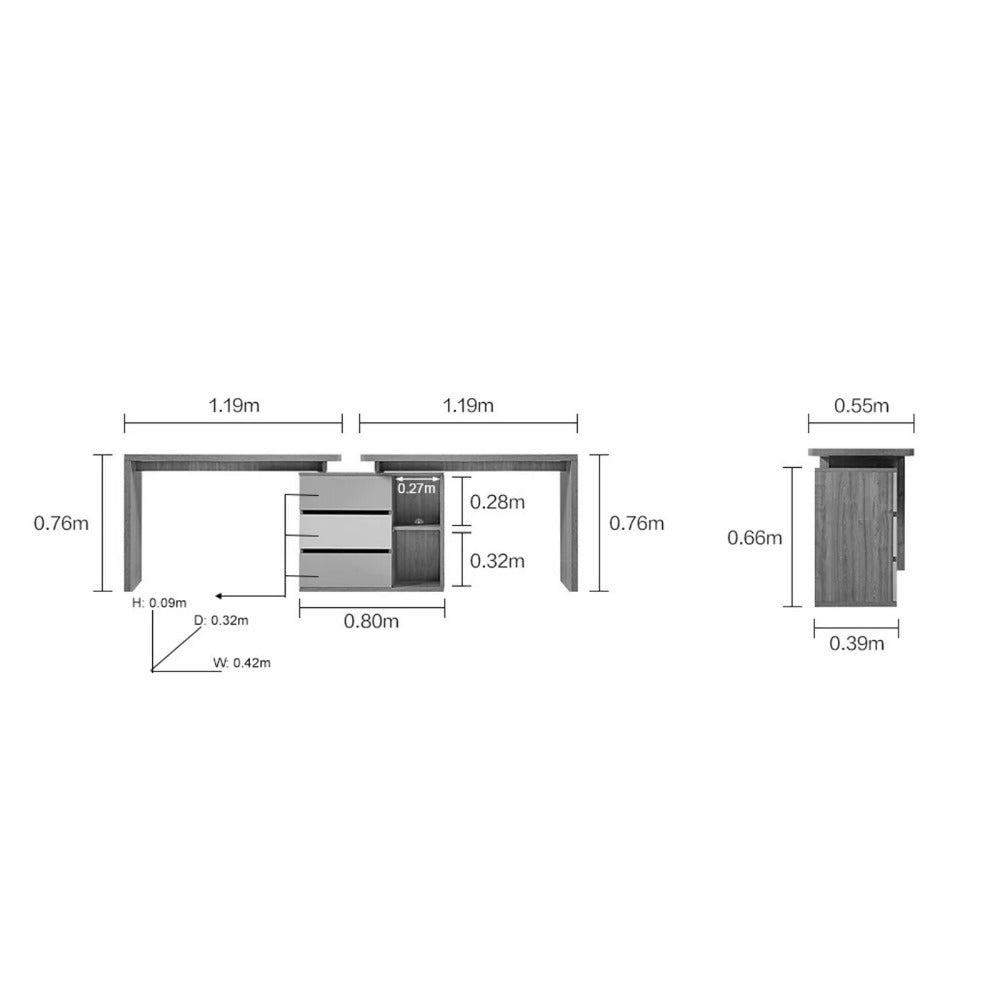 Linsay Slate Dual Study Desk, Grey & White & Yellow