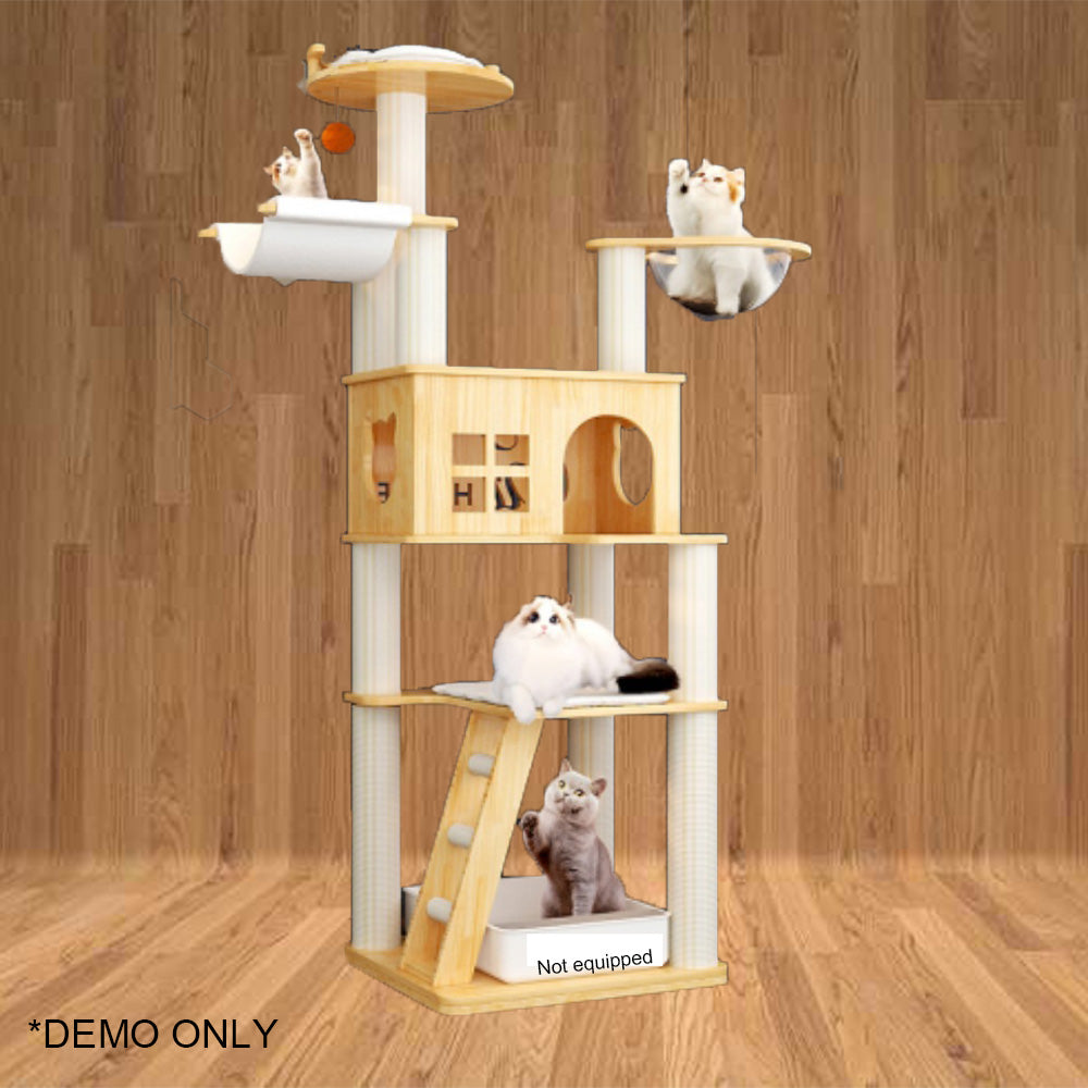 Homelements Luxury Solid Wood Cat House Cat Villa Cat Climbing Frame Pet Bed Cat Scratching Post Cat Playground   Large Solid Wood Cat Climbing Frame Cat Nest Simple One Four Seasons Universal Cat Shelf/jump/grab Board