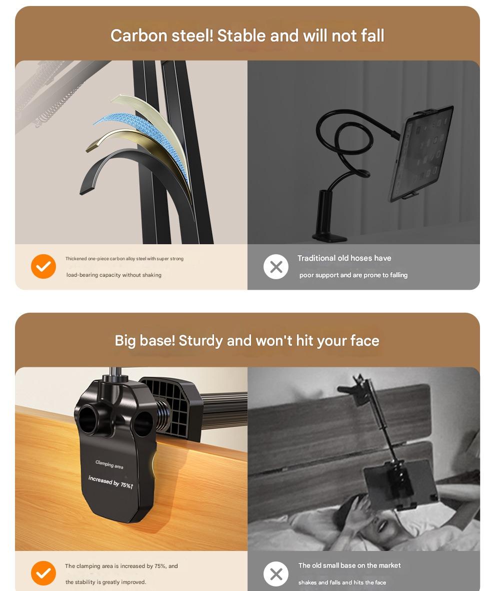 Mobile Phone Lazy Tablet Bracket Bedside Bed for Ipad Support Frame Desktop Cantilever Mobile Phone Holder Dormitory Computer Lying Down Watching Live Drama Artifact Multi-function Switch Universal Clip