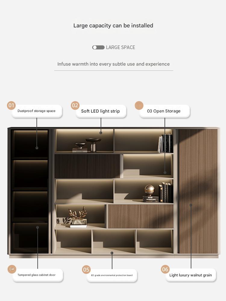 Boss Office Background Cabinet Light Luxury File Cabinet Data Cabinet Simple Modern Bookcase Locker Floor Cabinet Bookshelf