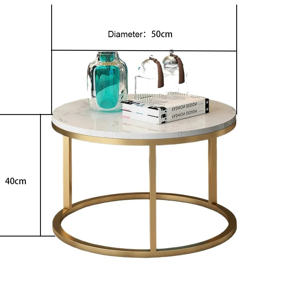 Homelements White Rock Slab Coffee Table Light Luxury Small Round Table Modern Simple Living Room Rock Slab Coffee Table