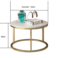Homelements White Rock Slab Coffee Table Light Luxury Small Round Table Modern Simple Living Room Rock Slab Coffee Table