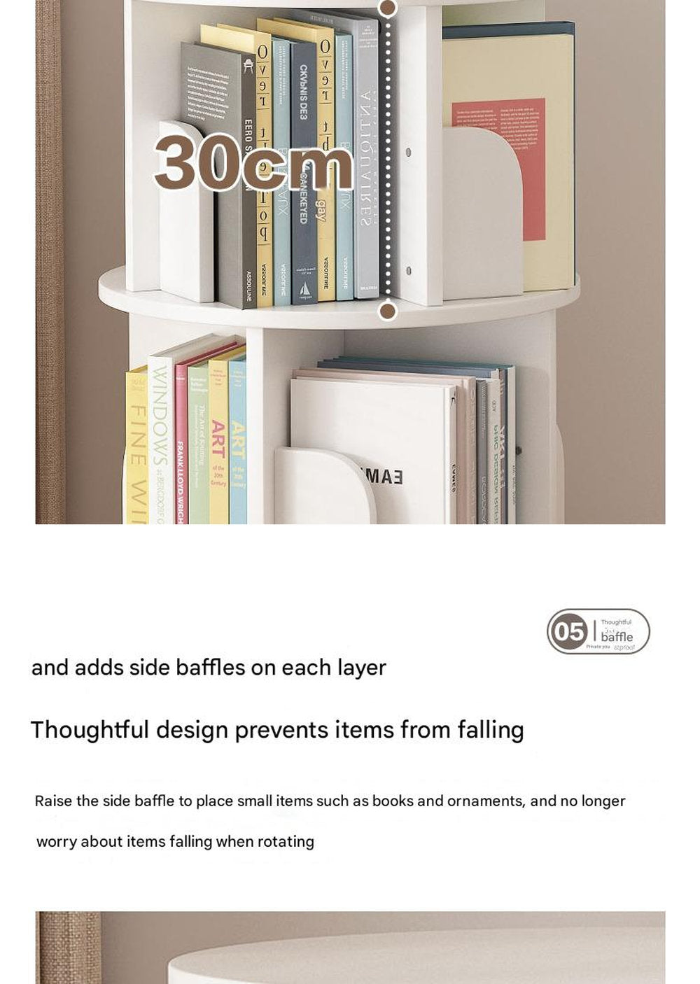 Rotating Bookshelf 360-degree Bookcase Round Vertical Floor Bookshelf Household Space Saving