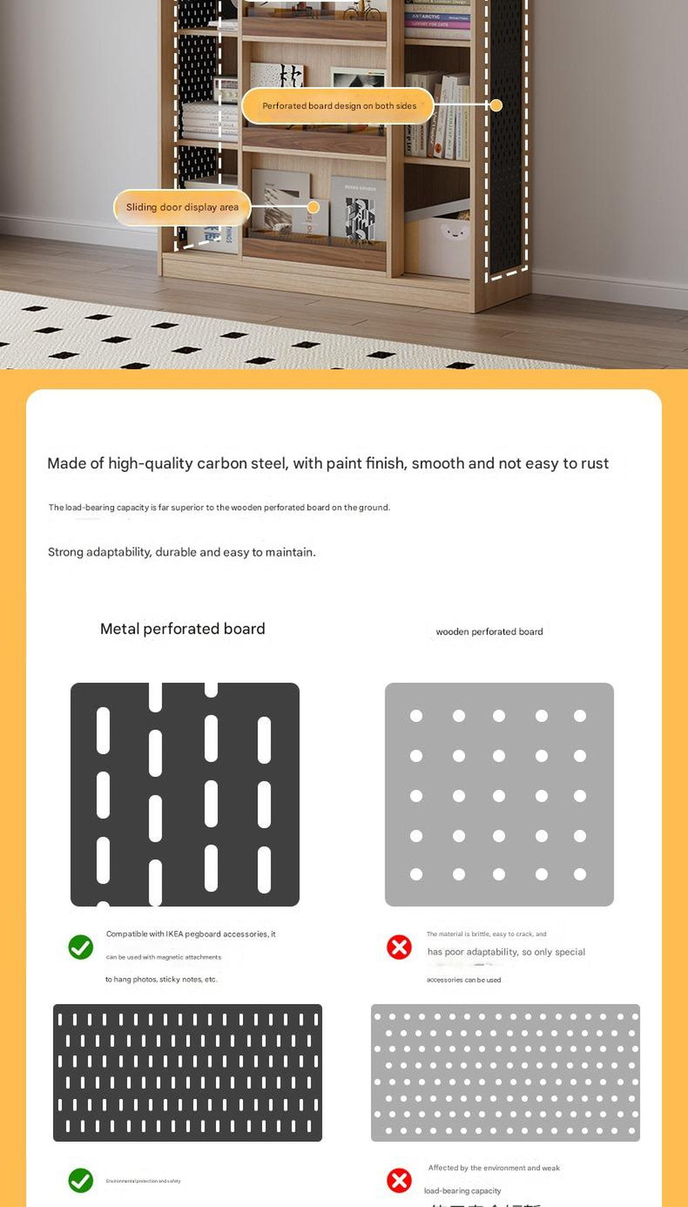 Children's Bookshelf Solid Wood Picture Book Shelf Floor Shelf Baby Reading Area Multifunctional Sliding Door Bookcase