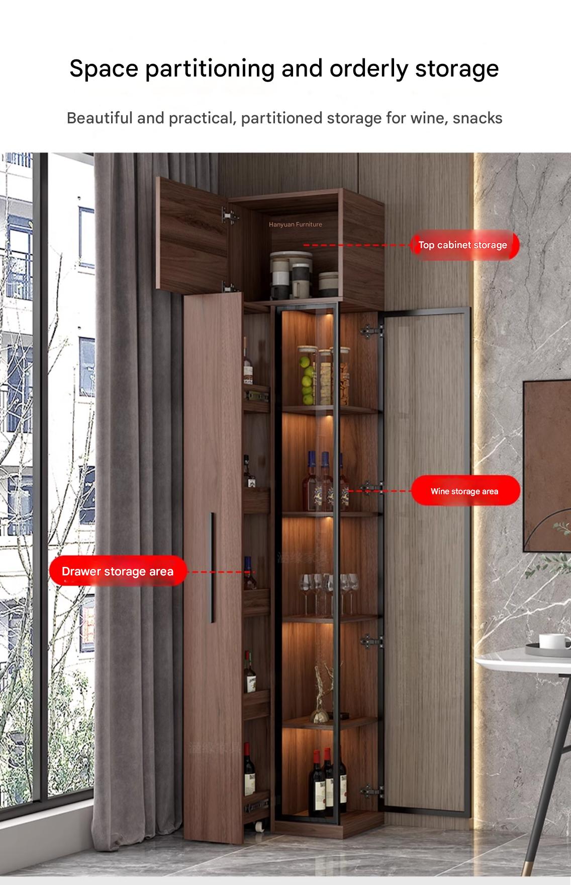 Corner Wine Cabinet Living Room Wall Display Cabinet Triangle Cabinet Household Medieval Style Dining Side Cabinet Locker