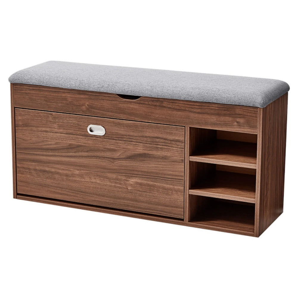 Linsay Miro Shoe Storage Bench, Large, Walnut & Grey