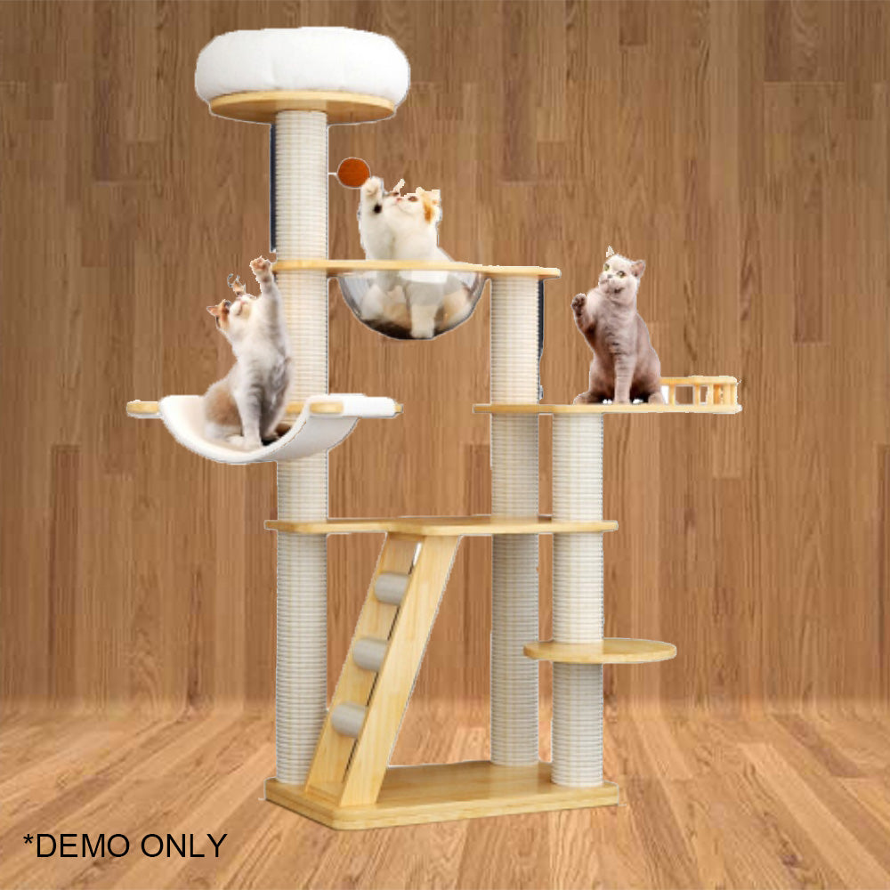 Homelements Solid Wood Four Seasons Universal Cat Bed Cat Villa Big Cat Climbing Frame Pet Bed Cat Shelf Cat Scratching Column Elegant Plush Kitten Wooden Houses Scratching Post Tower Platform Cat Tree