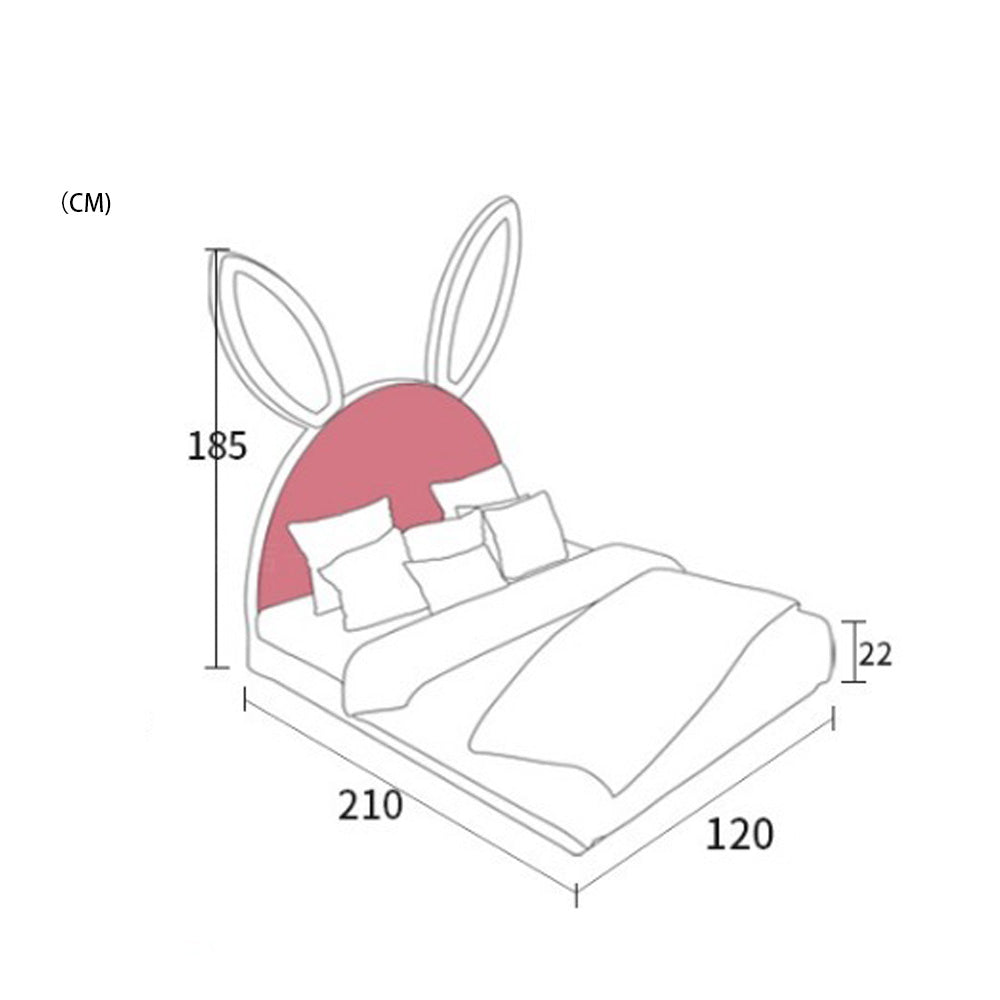 Homelements Modern Simple Rabbit Children's Bed Girl Princess Bed 1.2 Meters Storage Bedroom Leather Bed Boy Single Solid Wood Bed Modern Cartoon Wood Convertible Luxury Bed Room Furniture House Kids Classic Storage Twin Beds for Girls