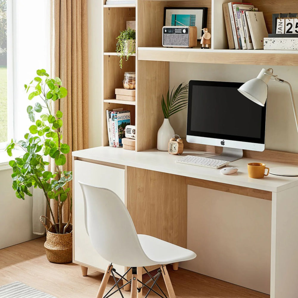 Linsay Noble Desk with Shelves, Natural & White