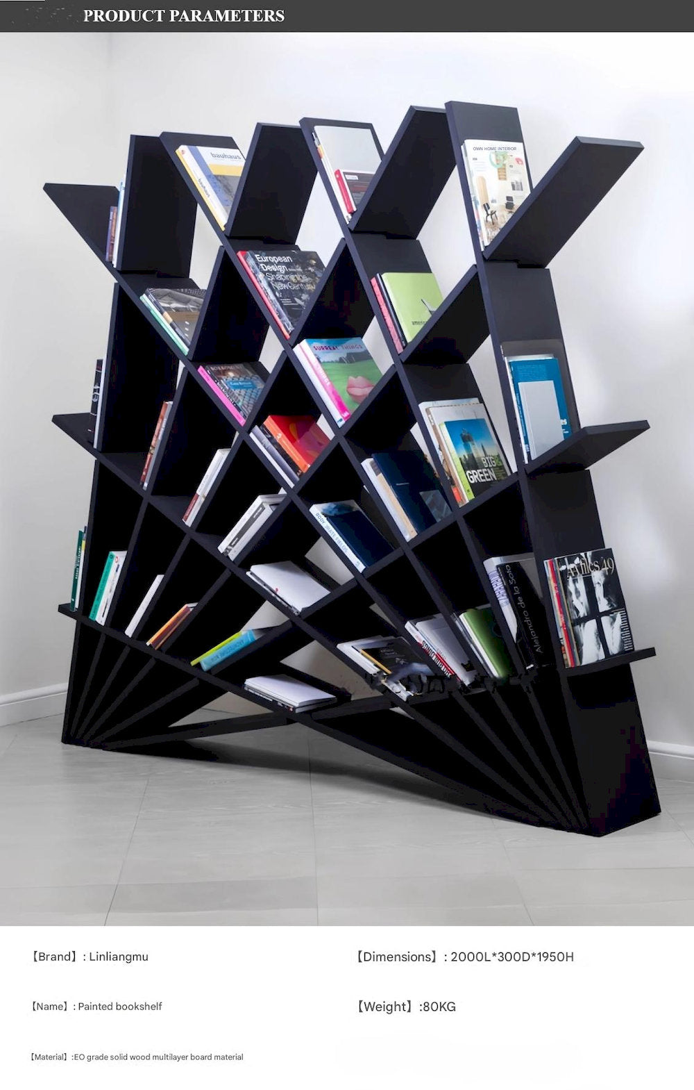 Italian Minimalist Paint Bookshelf Bookcase Floor Shelf Living Room Wall Display Rack Storage Rack Storage Rack Partition