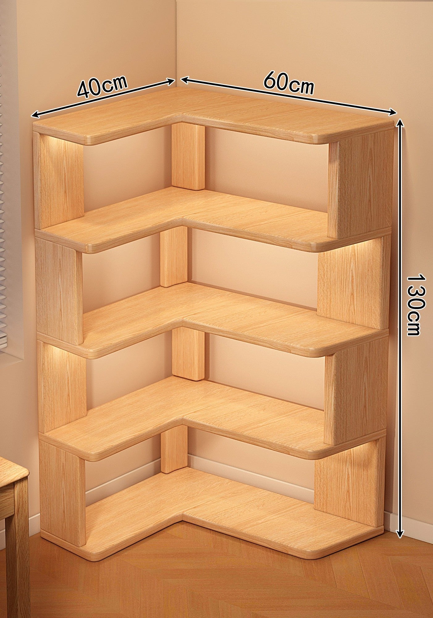 Corner Bookshelf Shelf Floor-to-ceiling Children's Wall Solid Wood Bookcase Household Corner Simple Storage Shelf Locker