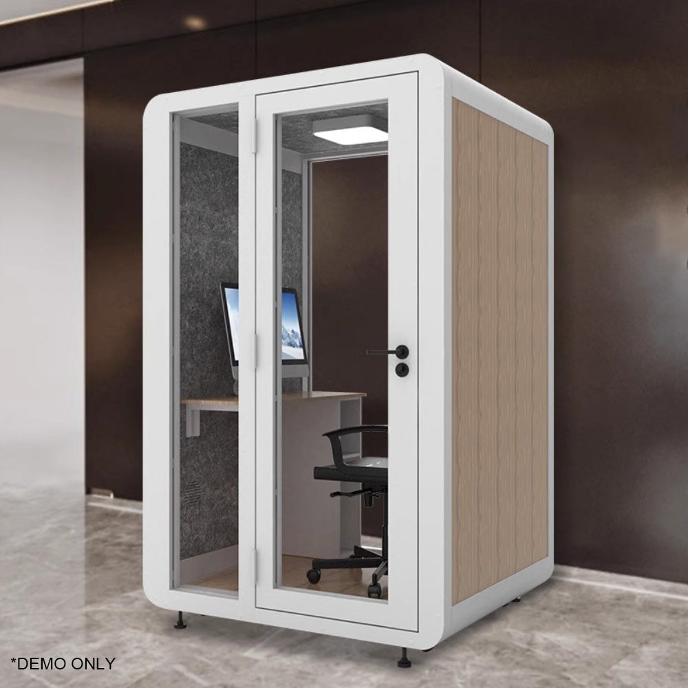 Homelements Portable Soundproof Booth 1.5x1.5m W/ Lighting /  Indoor Portable Office Cabin Pod Office Use Personal Soundproof Gym Booth Fitness Room Acoustic Yoga Booth with Power Supply OEM - White