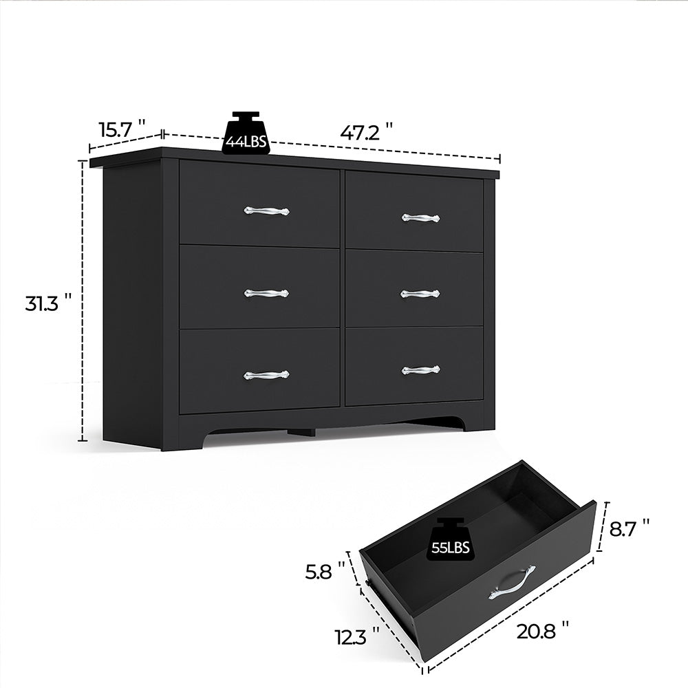 Linsay Chest of 6 Drawers Black