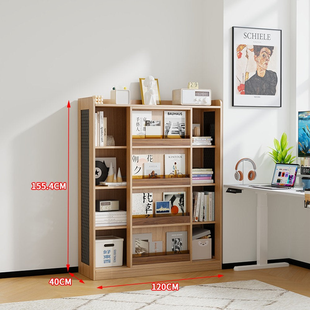 Children's Bookshelf Solid Wood Picture Book Shelf Floor Shelf Baby Reading Area Multifunctional Sliding Door Bookcase