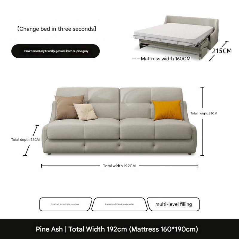 Muqifang Multi-functional Leather Flipped Sofa Bed Integrated Foldable Two-in-one Small Apartment Living Room New Dual-use