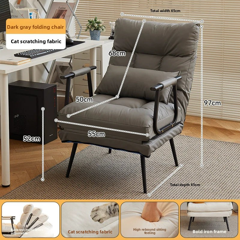 Folding Recliner Office Lunch Break Siesta Bed Dual-purpose Chair Household Dormitory Reclining Seat Back Sofa Chair