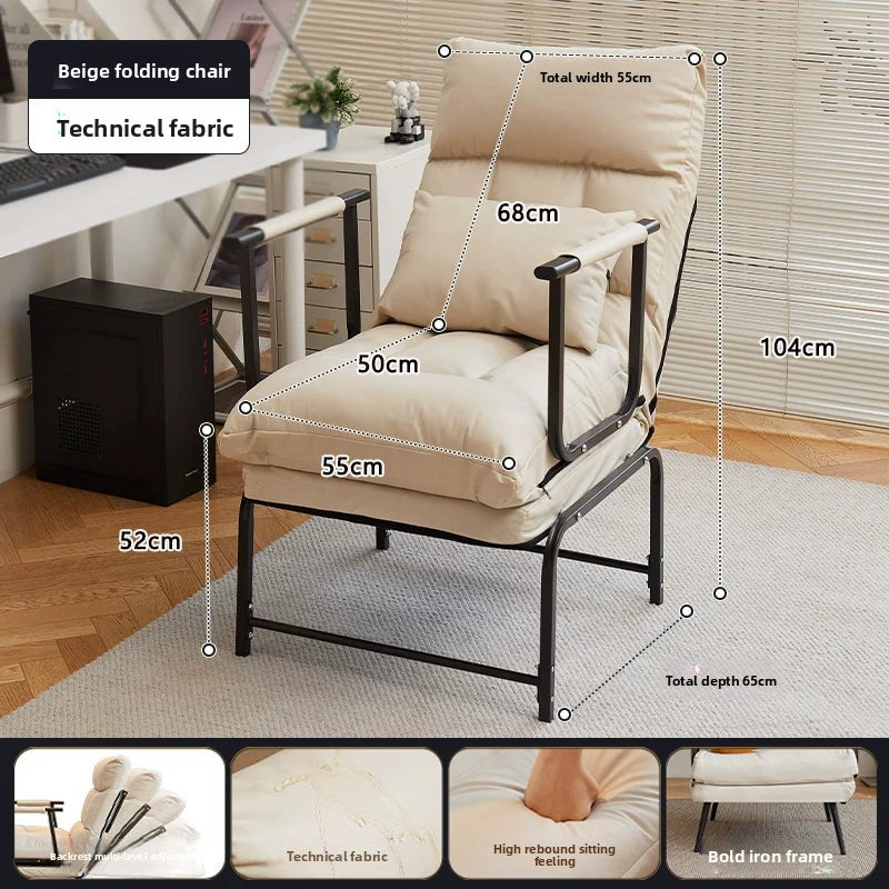 Folding Recliner Office Lunch Break Siesta Bed Dual-purpose Chair Household Dormitory Reclining Seat Back Sofa Chair