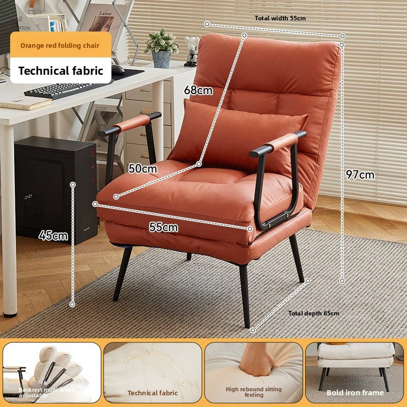 Folding Recliner Office Lunch Break Siesta Bed Dual-purpose Chair Household Dormitory Reclining Seat Back Sofa Chair