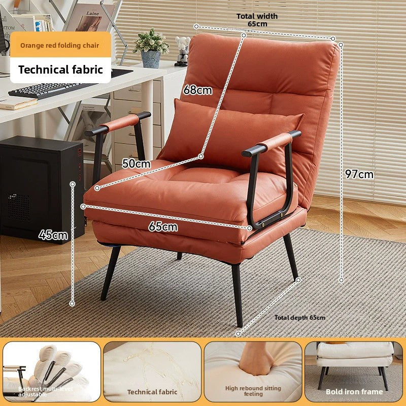 Folding Recliner Office Lunch Break Siesta Bed Dual-purpose Chair Household Dormitory Reclining Seat Back Sofa Chair