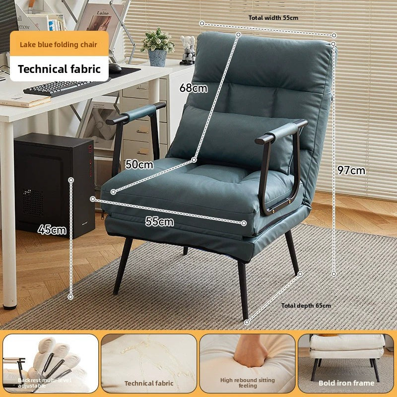 Folding Recliner Office Lunch Break Siesta Bed Dual-purpose Chair Household Dormitory Reclining Seat Back Sofa Chair