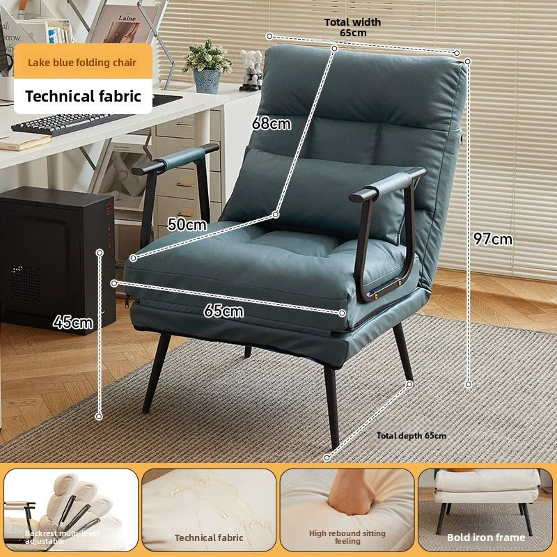 Folding Recliner Office Lunch Break Siesta Bed Dual-purpose Chair Household Dormitory Reclining Seat Back Sofa Chair