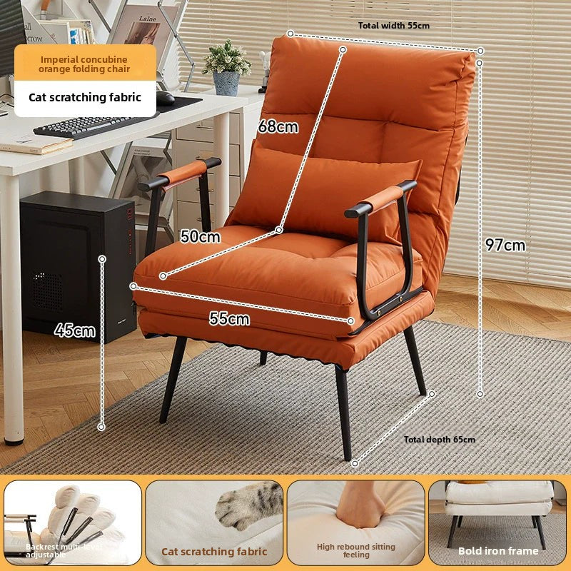 Folding Recliner Office Lunch Break Siesta Bed Dual-purpose Chair Household Dormitory Reclining Seat Back Sofa Chair