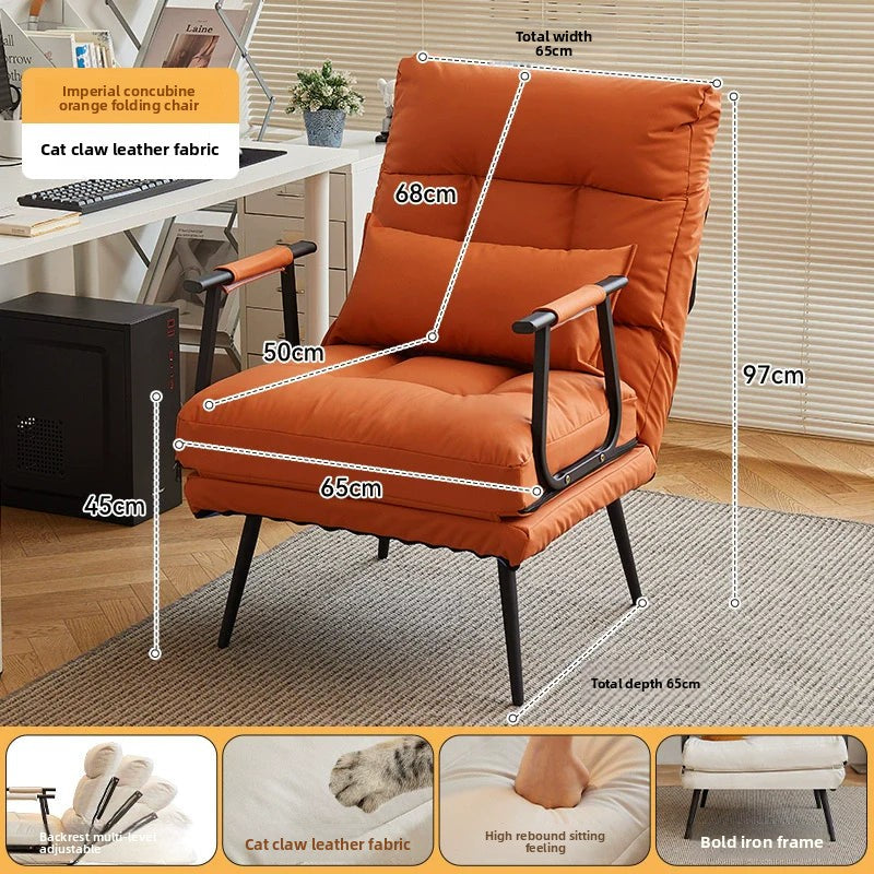 Folding Recliner Office Lunch Break Siesta Bed Dual-purpose Chair Household Dormitory Reclining Seat Back Sofa Chair