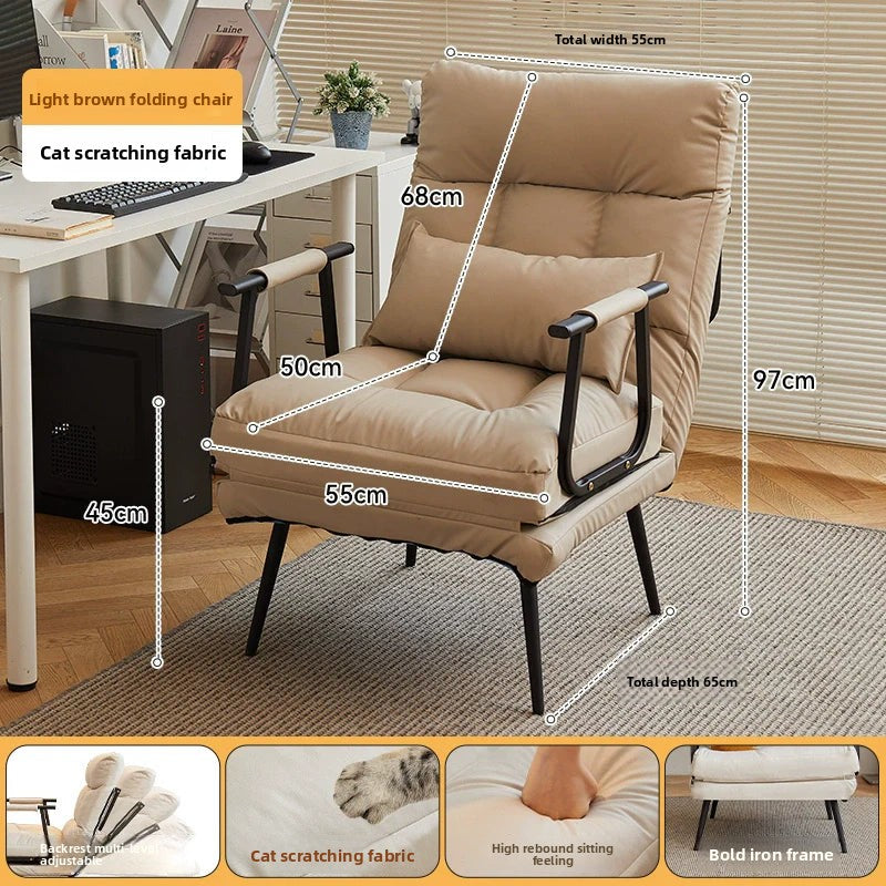 Folding Recliner Office Lunch Break Siesta Bed Dual-purpose Chair Household Dormitory Reclining Seat Back Sofa Chair