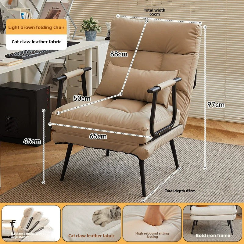 Folding Recliner Office Lunch Break Siesta Bed Dual-purpose Chair Household Dormitory Reclining Seat Back Sofa Chair