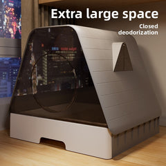 Extra Large Cat Litter Box Fully Enclosed Anti-Spilling with Drawer Type Odor Separation Dustproof with Sand for Kittens Maine Coon Cat Toilet