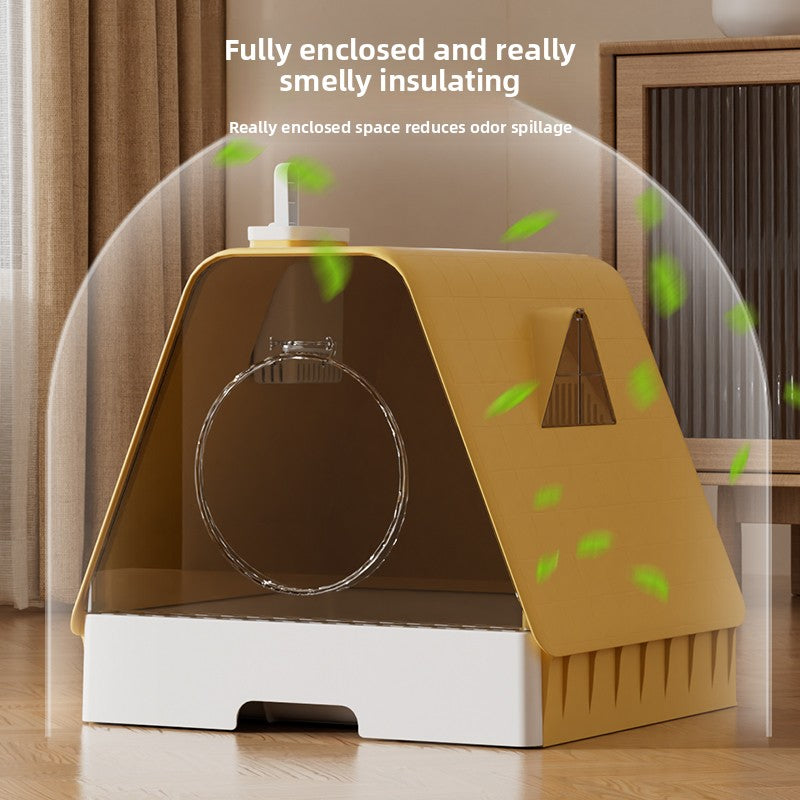 Extra Large Cat Litter Box Fully Enclosed Anti-Spilling with Drawer Type Odor Separation Dustproof with Sand for Kittens Maine Coon Cat Toilet