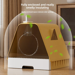 Extra Large Cat Litter Box Fully Enclosed Anti-Spilling with Drawer Type Odor Separation Dustproof with Sand for Kittens Maine Coon Cat Toilet