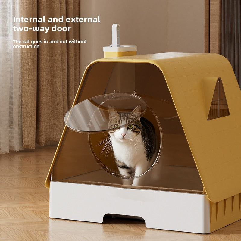 Extra Large Cat Litter Box Fully Enclosed Anti-Spilling with Drawer Type Odor Separation Dustproof with Sand for Kittens Maine Coon Cat Toilet