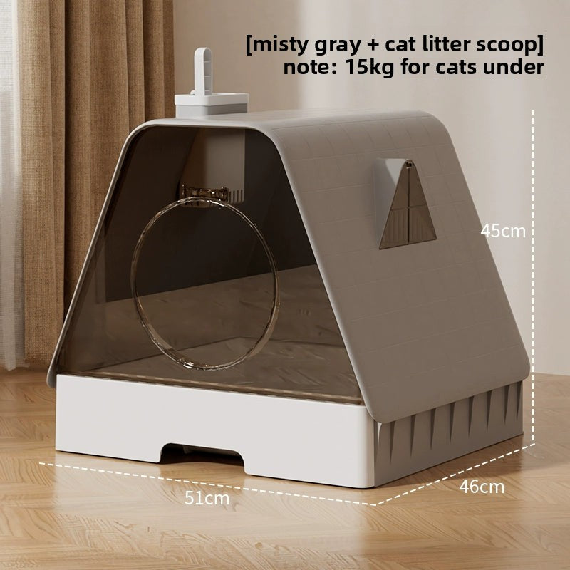 Extra Large Cat Litter Box Fully Enclosed Anti-Spilling with Drawer Type Odor Separation Dustproof with Sand for Kittens Maine Coon Cat Toilet