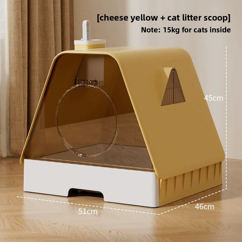 Extra Large Cat Litter Box Fully Enclosed Anti-Spilling with Drawer Type Odor Separation Dustproof with Sand for Kittens Maine Coon Cat Toilet