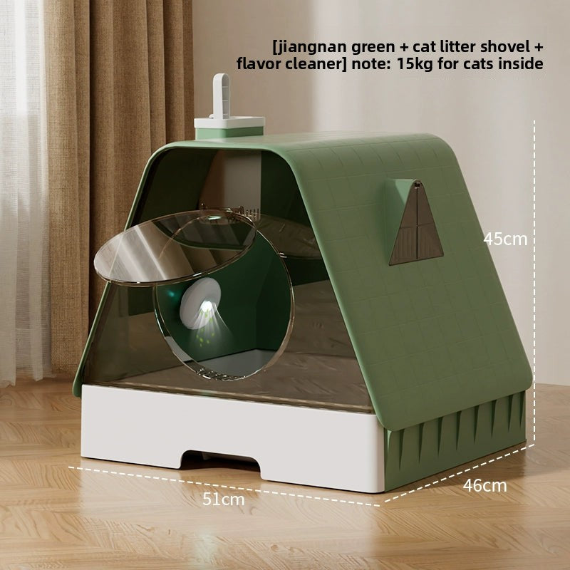 Extra Large Cat Litter Box Fully Enclosed Anti-Spilling with Drawer Type Odor Separation Dustproof with Sand for Kittens Maine Coon Cat Toilet