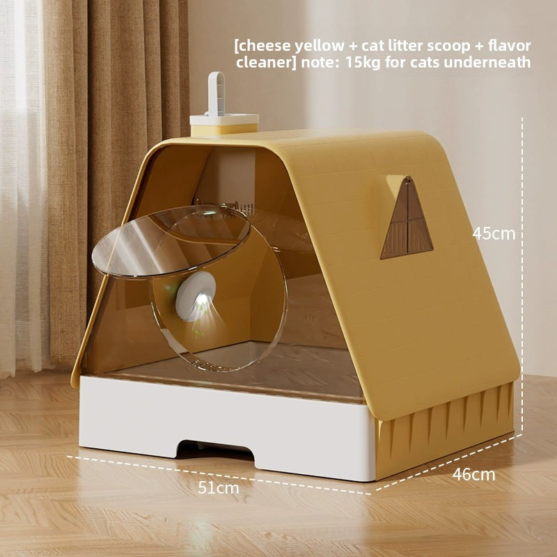 Extra Large Cat Litter Box Fully Enclosed Anti-Spilling with Drawer Type Odor Separation Dustproof with Sand for Kittens Maine Coon Cat Toilet