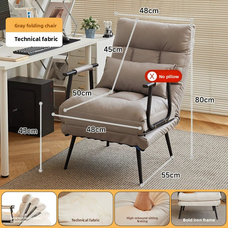 Folding Recliner Office Lunch Break Siesta Bed Dual-purpose Chair Household Dormitory Reclining Seat Back Sofa Chair
