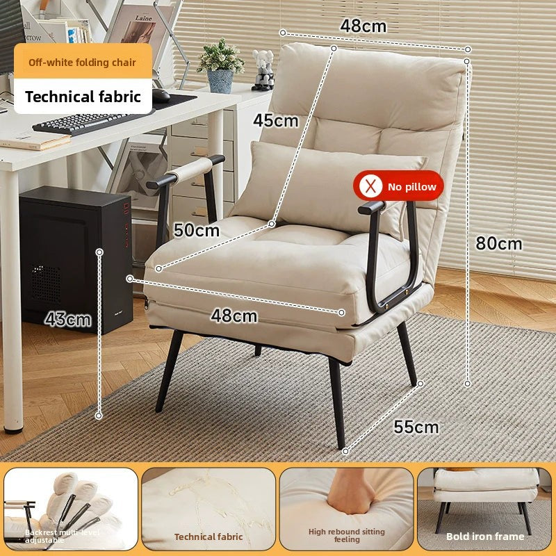 Folding Recliner Office Lunch Break Siesta Bed Dual-purpose Chair Household Dormitory Reclining Seat Back Sofa Chair