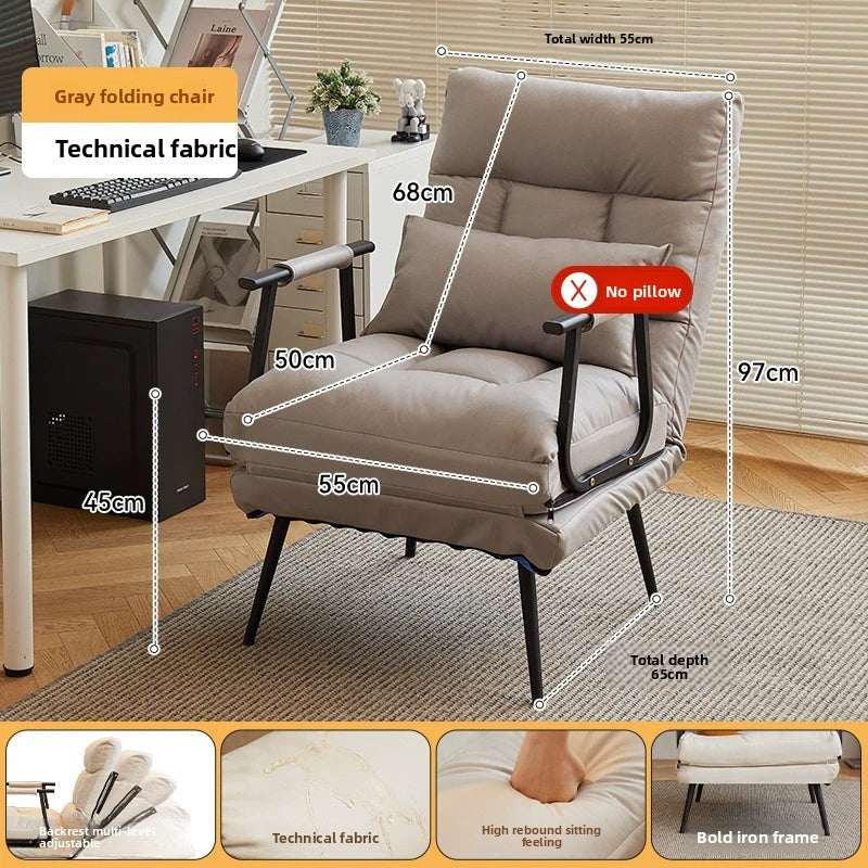Folding Recliner Office Lunch Break Siesta Bed Dual-purpose Chair Household Dormitory Reclining Seat Back Sofa Chair