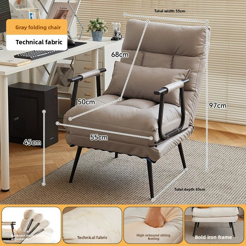 Folding Recliner Office Lunch Break Siesta Bed Dual-purpose Chair Household Dormitory Reclining Seat Back Sofa Chair
