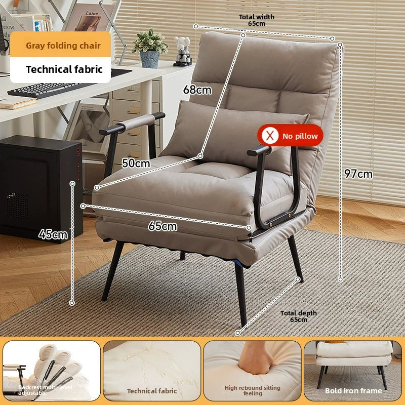 Folding Recliner Office Lunch Break Siesta Bed Dual-purpose Chair Household Dormitory Reclining Seat Back Sofa Chair