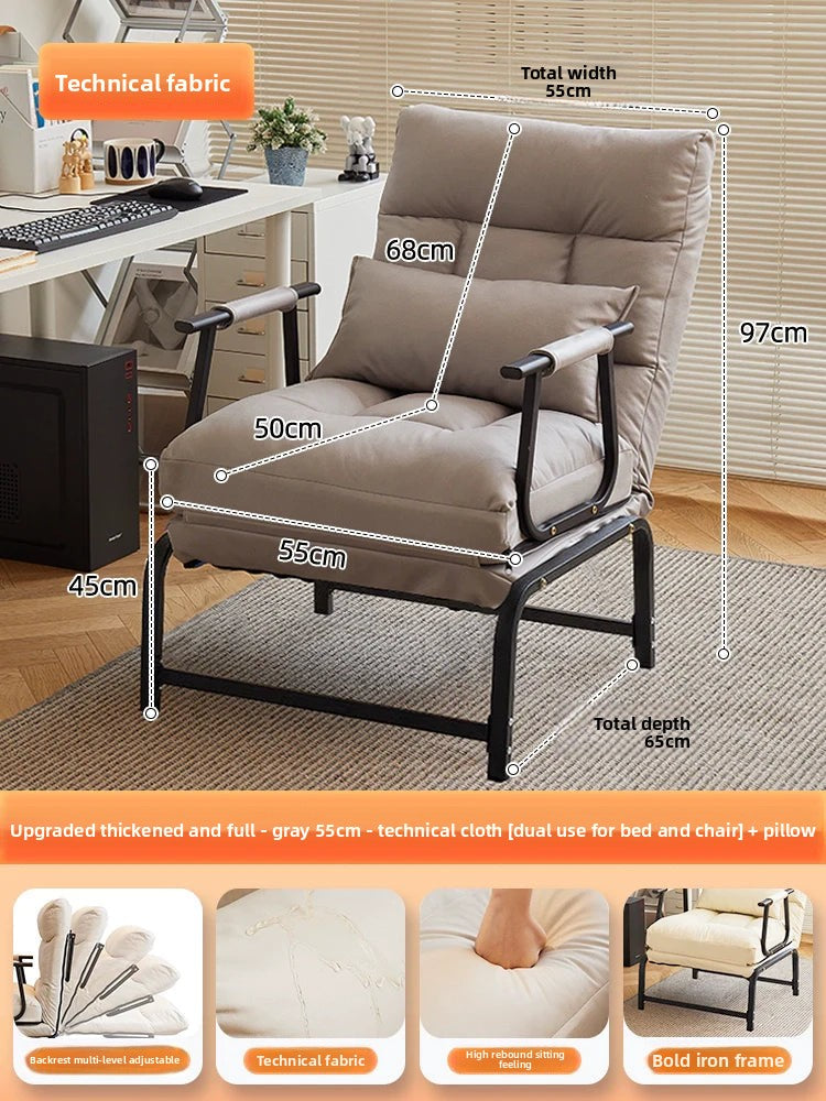 Folding Recliner Office Lunch Break Siesta Bed Dual-purpose Chair Household Dormitory Reclining Seat Back Sofa Chair
